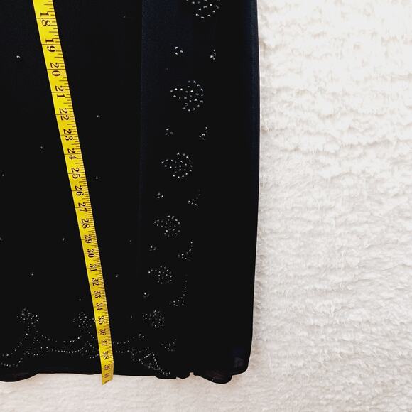 Skirt Maxi Size 18W Black Bead Scallop Evening Elegant Glam Formal Old Money - Picture 9 of 16